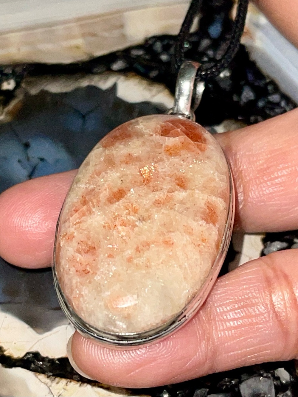 “Leadership Stone” Peach Sunstone Pendant 2 1/2”
